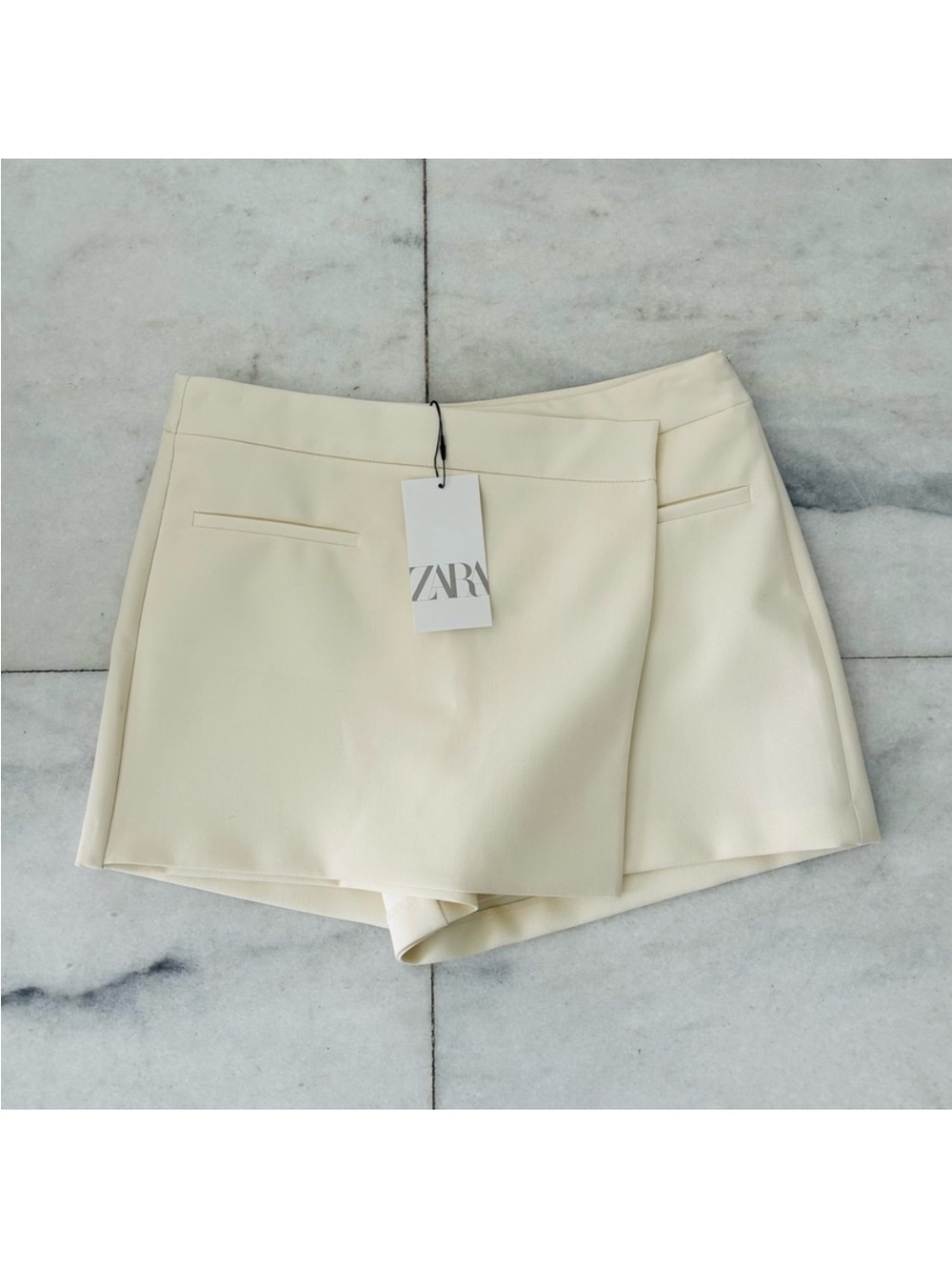 Zara Asymmetric Tailored Skort Ivory Off White - Picture 4 of 11
